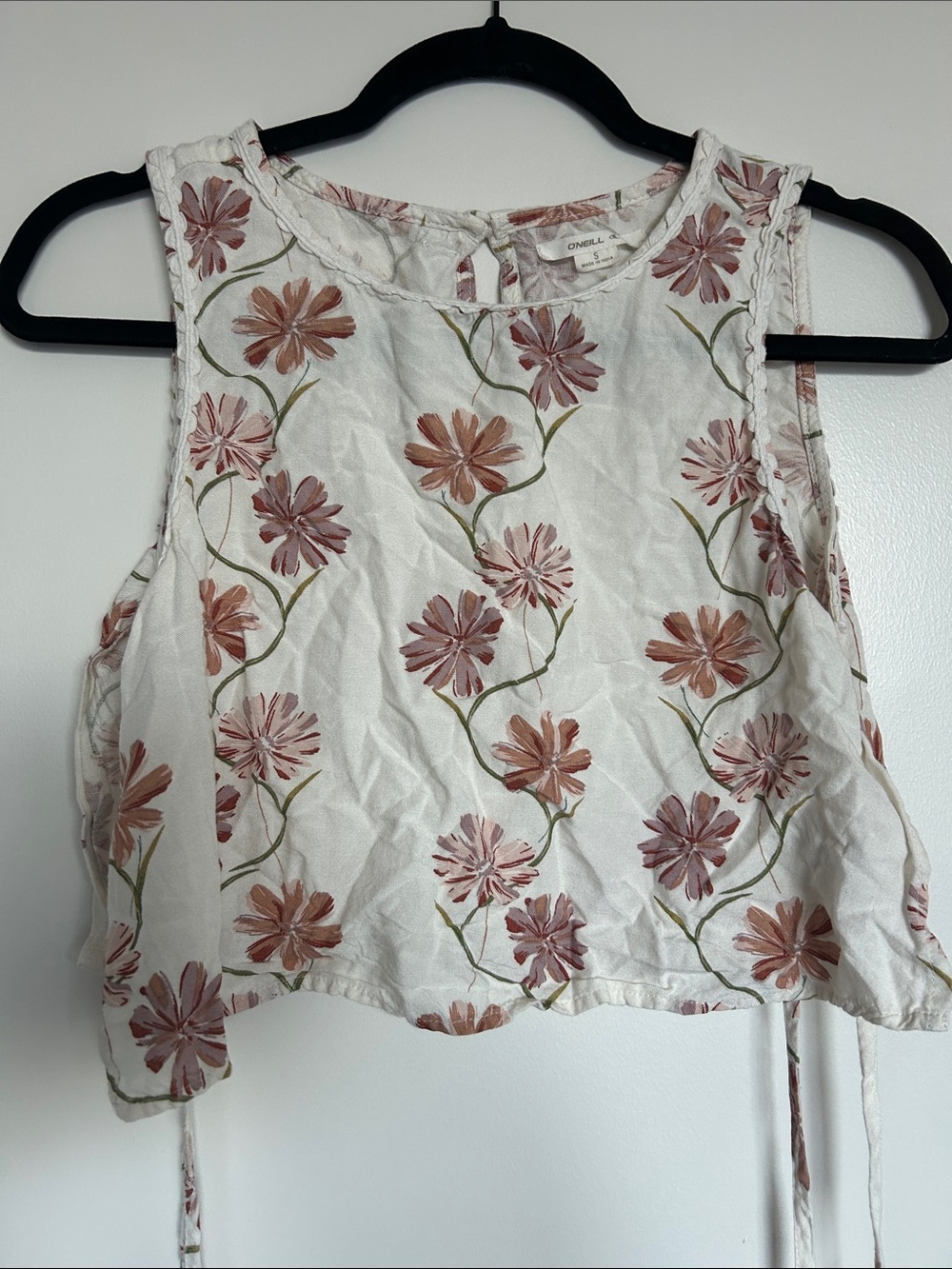 O'Neill White Floral Embroidered Cropped Camisole